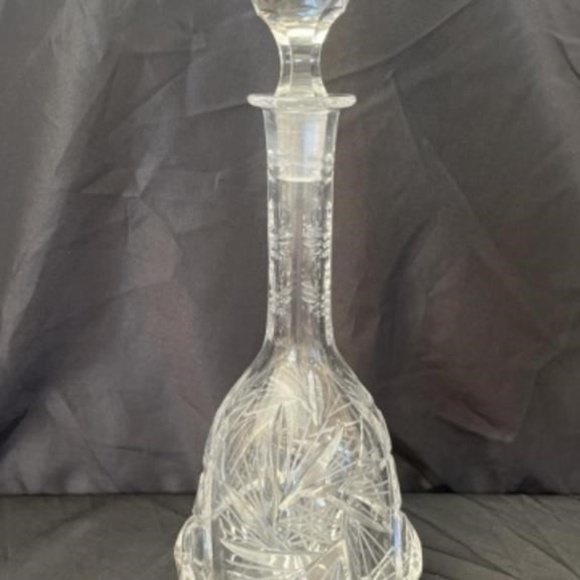 Vintage Cut Glass Crystal Decanter Home Entertaining Bar Accessory Women Men Bar